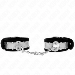 KINK Thin Adjustable Wrist Restraints Black/Silver 30x4cm Leather Finish