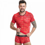 Anais Men Brave Red Lace Floral T-Shirt S - European Design