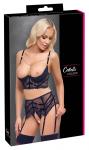 Cottelli Lingerie Lace Shelf Bra Set with Rhinestone Chain 90B/XL Black
