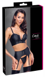 Cottelli PARTY Matte Black Lingerie Set with Rhinestone Zips, Size L