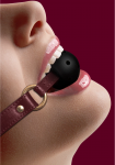 OUCH! Halo Breathable Ball Gag Gold Finish Adjustable Leather Strap
