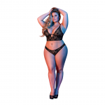 Magic Silk Exposed Black Underwired Bralette & Lace Panty Set 2X