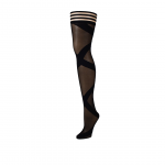 Kix'ies Jackie Thigh-High Stockings A Black - No-Slip Grip Petite