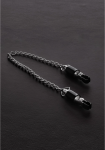 Shots Barrel Adjustable Intimate Clamps with Chain, Silver, Pair