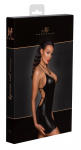 Noir Handmade Mini Dress XL Powerwetlook, Deep Neckline, Black