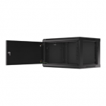 Rack spinta 19" 6U 600x450 juoda su metaliniais durimis