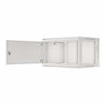Rack spinta 19" 6U 600x450 pilka su metaliniais durimis