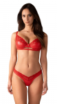 Obsessive Cupide Desir 3-Piece Lace Lingerie Set Red S/M