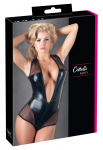 Cottelli Collection Black Sleeveless Bodysuit XL, Wet Look & Mesh, Zippered