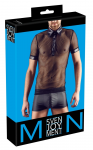 NEK Polo Shirt L - Modern Mesh & Wet Look, Black, Size L