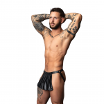 Male Power Gladiator Skirt Jock S/M Black - Faux Leather Statement Wear