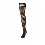 Kix'ies Mimi Thigh-Highs A Black - Circle Fishnet, No-Slip Design