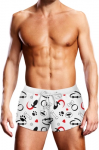 Prowler Swim Trunks Puppie Print L - Elastic Waist, Black/White/Red