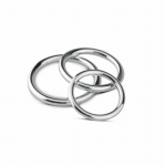 Sinner Gear Steel Intimate Ring Set - 3 Sizes, Silver, Anatomical Design