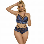 Subblime 954062 Lingerie Set Lace Blue S/M - Bra & Panties Ensemble