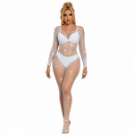 Subblime 952396 White Mesh Bodystocking with Rhinestone Accents One Size