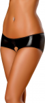 Magic Silk Panty Split Back Shorts L/XL Black Wet-Look Satin Bow