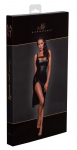 Noir Handmade Midi Powerwetlook Dress with Front Zip, Size S