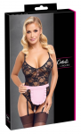 Cottelli Costumes Maid Stretch Lace Body M, Removable Suspenders, Black/Pink
