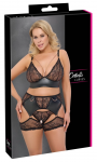 Cottelli Curves Bra Set 3-Piece 2XL Black with Lace and Chains