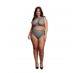 Shots Duo Net Keyhole Two-Piece Set Queen Size Black XL-4XL