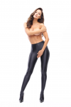 Passion P800 Opaque Shiny Tights with Decorative Cutouts Black L
