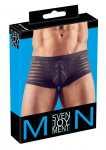 NEK Men&rsquo;s Semi-Transparent Striped Pants S Black Stretch Fit