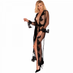 LivCo Corsetti Nokina LC-XG055 Elegant Black Lace Gown & Panty Set One Size