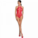 Passion BS088 Red Mesh Bodystocking - One Size, Elegant Lace Design