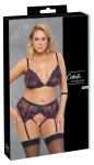 Cottelli Bondage Bra & Suspender Set 2XL, Purple-Black, Adjustable Chains
