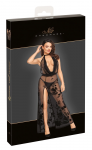 Noir Handmade Long Halterneck Mesh Dress Black Floral M