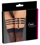 Cottelli Accessories Triple Adjustable Garters L/XL, Black Shine, Rhinestones