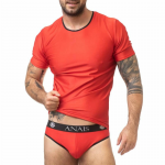 Anais Men Soul T-Shirt L Red Microfiber Black Trim Comfort Fit