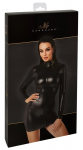 Noir Orgia Chimera Powerwetlook Mini Dress S, Long Sleeves, Black