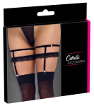 Cottelli Accessories Velvet Lace Garters S/M Black Adjustable Pair