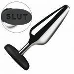 XR Brands Intimate Metal Plug Silver - Silicone Base, Medium Size