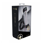 Ouch! Venice Collection Adjustable Leg Cuffs Black - Bonded Leather, Fashion Hardware