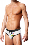 Prowler Swim Brief White with Oversized Paw Print L