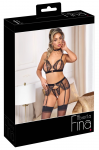 Abierta Fina Bra & Suspender Set L - Black Tulle, Velvet, Rose Gold Accents