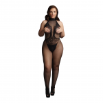 Leg Avenue Plus Size Bodystocking Lace & Fishnet, Halter Neck, XL-4XL