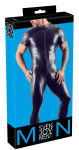 NEK Men's Wet Look Jumpsuit 3XL, Short Sleeves, Black, Stretch Fabric