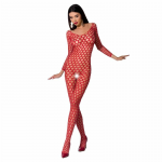 Passion BS077 Bodystocking Red One Size - Lace Fishnet Design