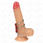 KINK Triple Metal Ring Set with Red Leather Connector 3.7-5 cm
