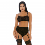 Lustful Leopard Cami Lingerie Set XL - Animal Print Mesh & Garter Straps