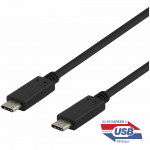 Deltaco USBC-1402 1m 10Gbps 5A 100W Juodas USB-C Laidas