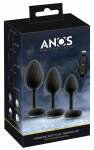ANOS RC Vibrating Plug Set - 3 Sizes, Waterproof, Silicone, Black
