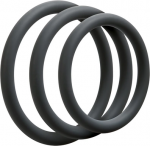 Doc Johnson OptiMALE Thin Silicone Ring Set 3 Sizes Black/Slate