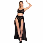 Chilirose CR 4672 Black Set XL with Golden Chains - Top, Skirt & Thong