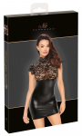 Noir Handmade Dress Lace S Black - Elegant Lace & Powerwetlook Mini Dress