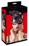 Bad Kitty Cat Mask Black Imitation Leather with Rhinestone Accents